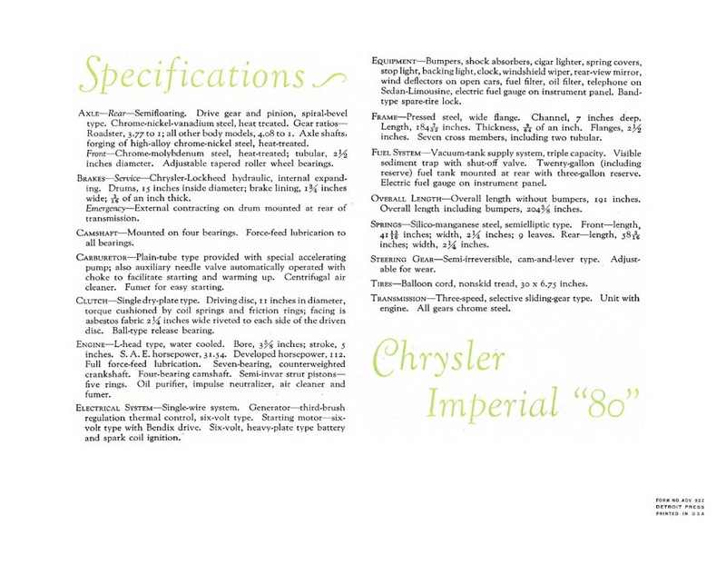 1928 Chrysler Imperial 80 Brochure Page 8